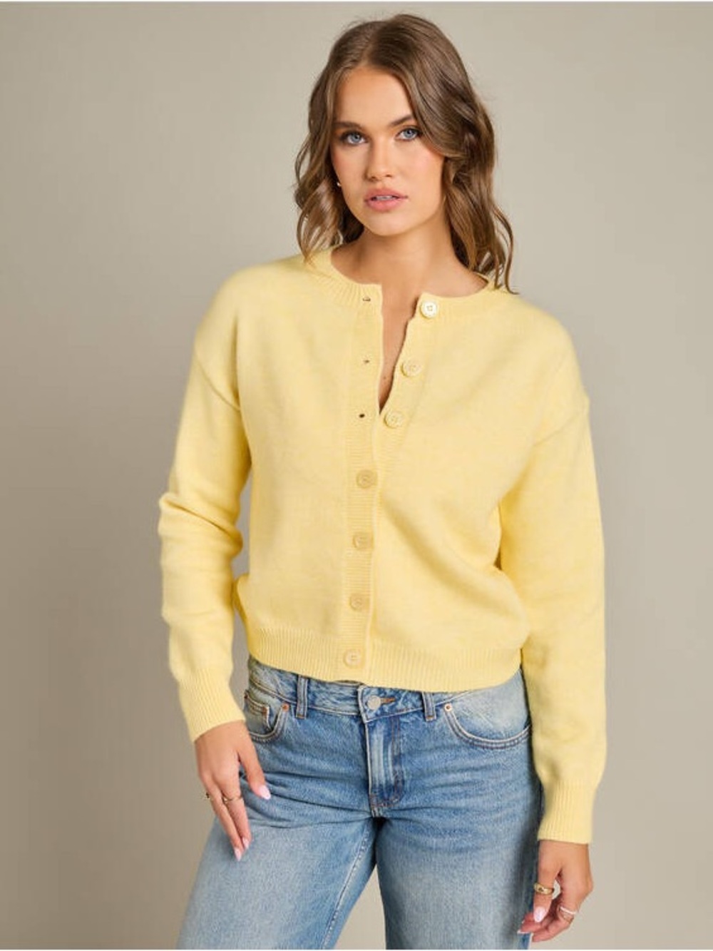 Everyday Chic Pale Yellow Button-Up Cardigan